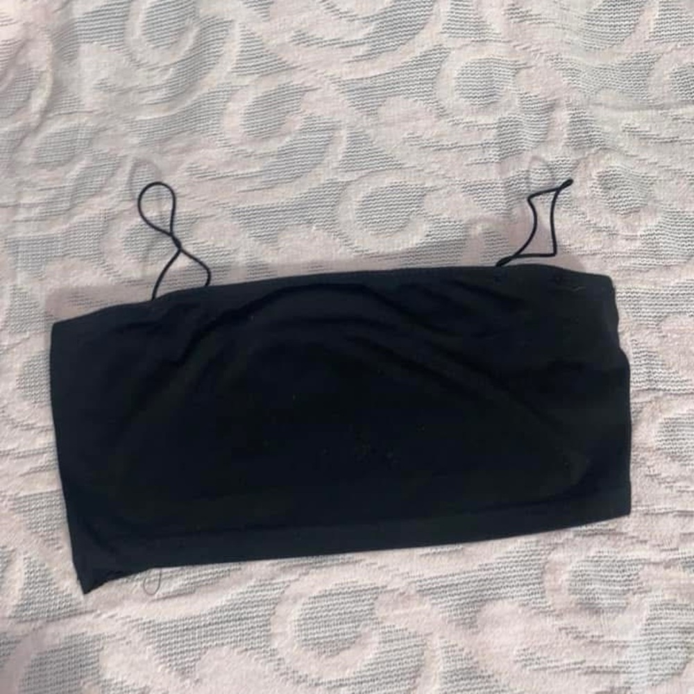 SHEIN Black Fitted Bustier Crop Top